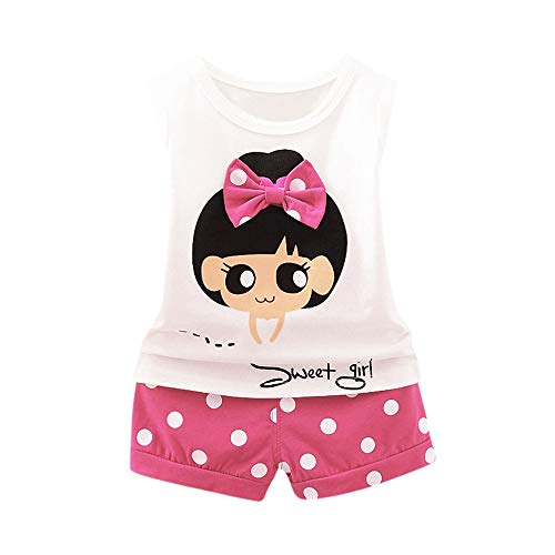 FRAUIT Set Pigiami per Neonate Tuta Bambini Maglie Senza Maniche Camicia + Pantaloni Pantaloncini 2 Pezzi Set di Abbigliamento Estivo Neonato da Notte Cotone Intimo da Notte Morbido per 0-24 Mesi