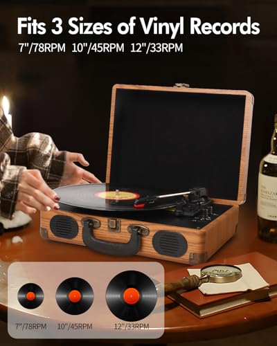 DCPICE Platine Vinyle Bluetooth, Tourne Disque Vinyle Vintage avec Haut-Parleurs Stéréo Intégrés, 3 Vitesses 33/45/78 RPM, Entrée AUX, Sortie RCA, Compatible USB et Casque, Portable - Les Beatles, Paul McCartney, John Lennon, RIngo Starr, George Harrison DCPICE Platine Vinyle Bluetooth, Tourne Disque Vinyle Vintage avec Haut-Parleurs Stéréo Intégrés, 3 Vitesses 33/45/78 RPM, Entrée AUX, Sortie RCA, Compatible USB et Casque, Portable – Image 7