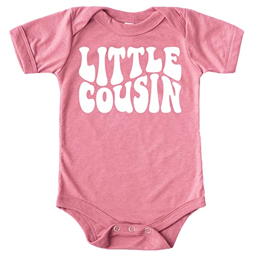 Olive Loves Apple Little Cousin Retro Bodysuits for Infant Boy and Girls White on Mauve Bodysuit 6 Months