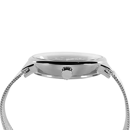 Image of FORSINING Men's Popular Mechanical Hand-Wind Ultra Thin Stainless Steel Bracelet Mesh Skeleton Watch