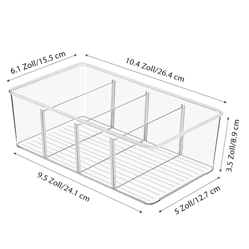 Vtopmart 4er Kühlschrank Organizer mit 4 Fächern, BPA-Freie Küche Stapelbarer Lebensmittel aufbewahrungsbox für Teebeutel,Snacks,Gewürze 2