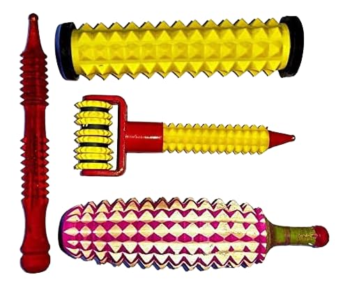 Crystal Magnetic Face Roller, Soft Roller, Jimmy, Karela Combo Kit/Acupressure, Acupunctures, Stress, Pain Relief Multipurpose Massager Tool for Blood Circulation (Color: Multicolor)