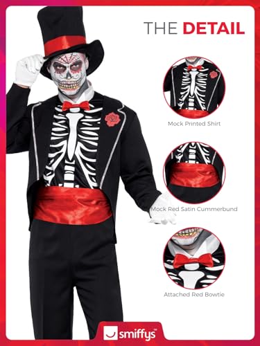 Smiffys Day-of-the-Dead-Perücke | Weiß Mit Blumen, Für Halloween & Kostüm-Partys