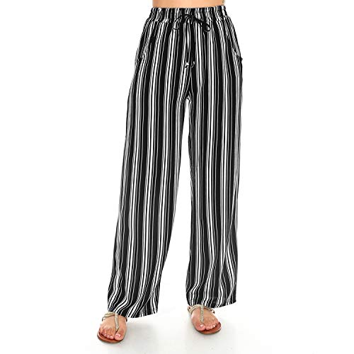 Women's Palazzo Pants Solid and Stripe Culottes Trousers