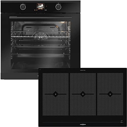 Oranier Backofenset autark Flächeninduktionskochfeld 80 cm FLI 2088 be cook mit schwarzem Pyrolyse Einbaubackofen EBP…