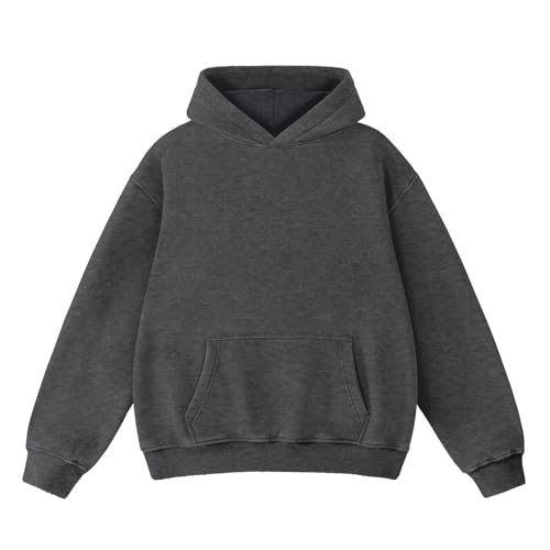 Image of FAIABLE Womens Oversized Acid Wash Hoodie Unisex Heavyweight Cotton Hoodies Fleece Vintage Washed Sweatshirt Women Men