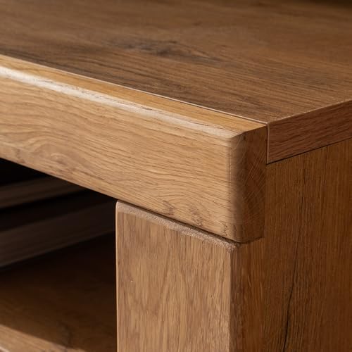 Lomadox Wohnwand Wohnmöbel in Eiche teilmassiv mit 138 cm Lowboard & Wandboard, 2-teilig, Echtholz/Massivholz-Fronten, geölt – Bild 4