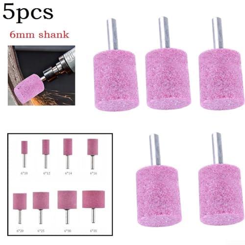 Effizienter und langlebiger 6 mm Schaft, Schleifsteinzylinder für Drehwerkzeug, 5 Stück (6 x 20)
