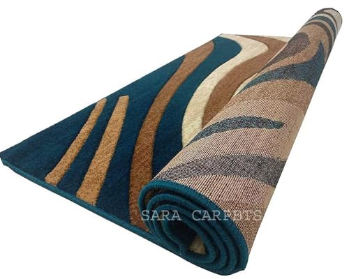 Image of Soft Thick Geometric Acrylic Washable Anti Skid Carpet. for Living Room Bedroom. Hall Size 9 x 12 feet (150X210 Cm) RED D10