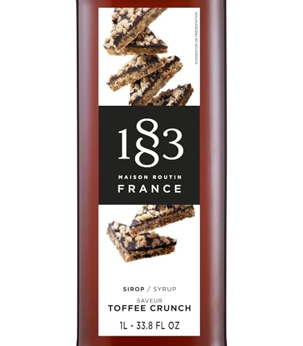Image of 1883 Toffee Crunch Syrup for Drinks, Made in France, 1 Liter Plastic Bottle