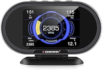 KONNWEI KW206 Car OBD2 HUD Digital Meter Gauge All in One Automotive Trip Computer Smart OBD Speedometer Water Temperature Fuel Pressure Tester for All 2003 and Newer Cars