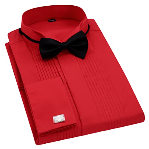 Chemise de smoking rouge pour homme idéale pour briller lors d'une soirée de gala