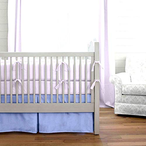 Image of Cottington Lane Crib Bed Skirt Pleated Crib Skirt Dust Ruffle, 100% Natural Cotton, Nursery Crib Toddler Bedding Skirts for Baby Boys or Girls, 14 inch Soft Crib Dust Ruffle Drop Crib Skirt-Light Blue.