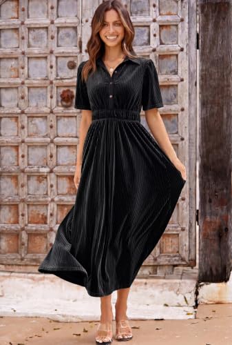 Image of Sissyaki Velvet Maxi Dress Fall Wedding Guest Dress 2026 | Semi Formal to Formal Events, Family Pictures, Holiday Party Dinner Dress