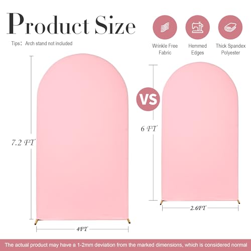 Image of Pink Arch Backdrop Cover Set of 2 (7.2ft & 6ft), Chiara Arch Cover Wrinkle-Free Spandex Arch Cover for Wedding Birthday Party Baby Shower Bridal Shower Ceremony Banquet Fabric Backdrop (No Stand)