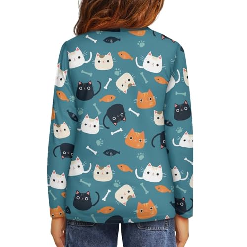 Image of Girls Long Sleeve T Shirt Cute Cartoon Crewneck Shirt for Kids 3-16Y Fall Winter Clothes