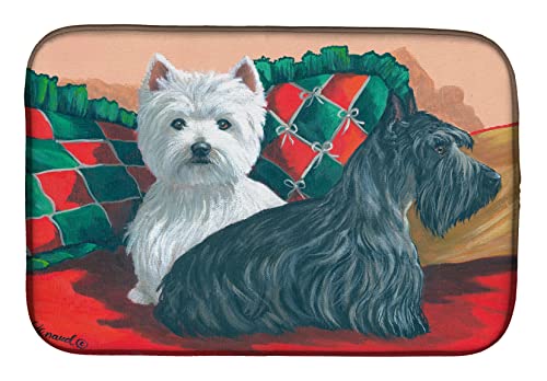 Alfombrilla para secar platos absorbente con diseño de perritos Westie y Scottie 2
