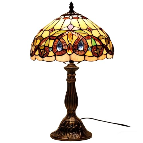 Image of WERFACTORY Tiffany Style Table Lamp Stained Glass Serenity Victorian Lamp