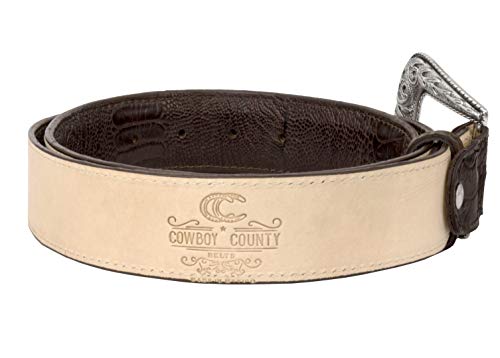 El Presidente Mens Black Ostrich Leg Print Leather Western Cowboy Belt Silver Buckle4