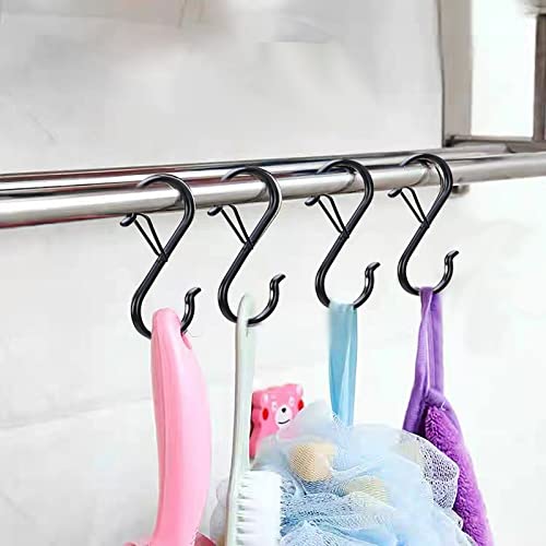10 Pack S Shaped Hooks Metal for Hanging Heavy Duty Large Black 9 cm Long with Safety Buckle for Pan Utensil Closet Rod Outdoor Lights Kitchenware Bathroom Garden Office Plant(Black style 1) - Image 3