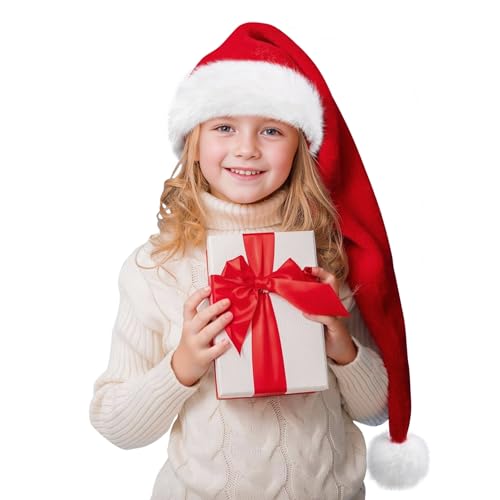 Lang Weihnachtsmütze für Kinder, Extra Dicken Nikolausmütze für...