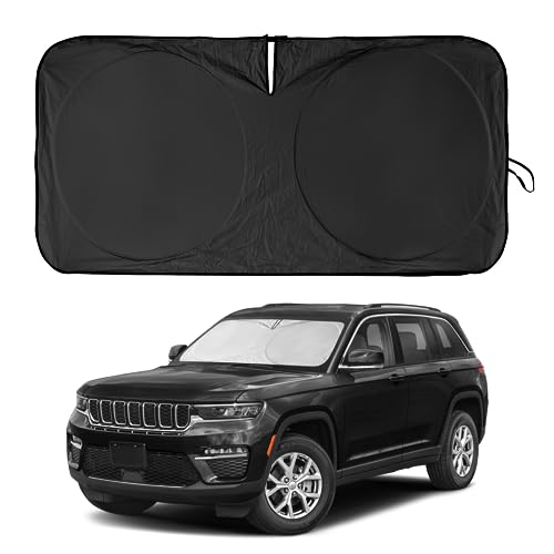 Windshield Sun Shade for Jeep Grand Cherokee SUV 2011-2026 Front Sunshade Car Sun Visor Cover Protector 210T Fold Shade Blocks UV Rays Car Accessories MP Keep Your Cars Interior Cool