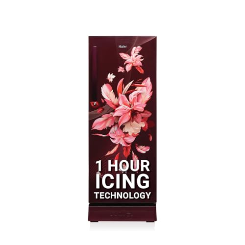 Haier 215 L, 5 Star, Direct-Cool Single Door Refrigerator (HED-225RFB-P, Red Opal, Base...