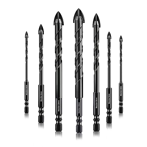 Meccion Coffrets de Forets pour Carrelage 3-12mm Forets Professionnels en Croix Carbure de Tungstène pour Carrelage, Brique, Verre, Porcelaine, Plastique,...