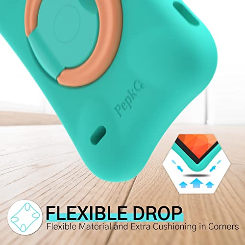 Pepkoo Kids Case For Fire 7 Tablet - 9Th 7Th 5Th Generation 2019 2017 2015 Release, Lightweight Flexible Shockproof, Folding Handle Stand, Full Body Cover For Amazon Kindle Fire 7, Mint Orange #TOP3