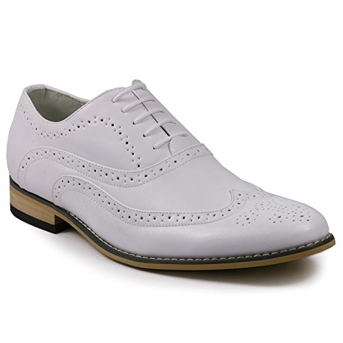 Metrocharm MC102 Men's Wing Tip Perforated Lace Up Oxford Dress Shoes