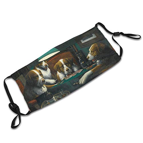 Cute Dog Playing Poker Game Face Mask With Filter Pocket Washable Reusable Face Bandanas Balaclava With 2 Pcs Filters #TOP5