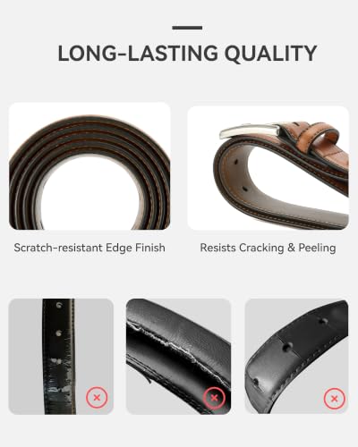 Image of CHAOREN Leather Dress Belt Men 2 Pack - 1 3 /8 inch Mens Belts for Work Business Casual Jeans