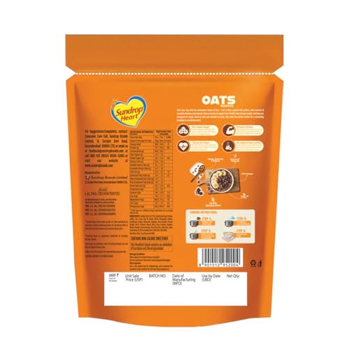 Image of Sundrop Heart High Protein Oats| 27g Protein| Zero Added Sugar| Whey Protein Added| 12.6g Fibre| 500g| Chocolate| Added Seeds, Almonds & Raisins