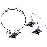 NFL Siskiyou Sports Womens Carolina Panthers Dangle Earrings and Charm Bangle Bracelet Set One Size Team Color