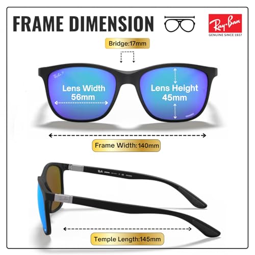 Image of Ray-Ban RB4330CH Chromance POLARIZED Square Shape Sunglasses for Men & Women with Official Eyewear Kit