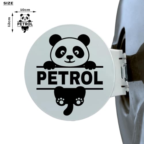 Image of Cute Panda Petrol Tank Sticker - Reflective Fuel Cap Decal for Car & Bike, Premium Vinyl, Scratch Resistant, Unique Cartoon Design (Black)