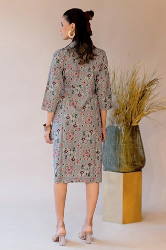 Image of MIRCHI FASHION Pure Cotton Kurti for Women | A-Line Kantha Work Printed Kurta for Woman | Ethnic Wear for Office & Daily Use (Single Piece)