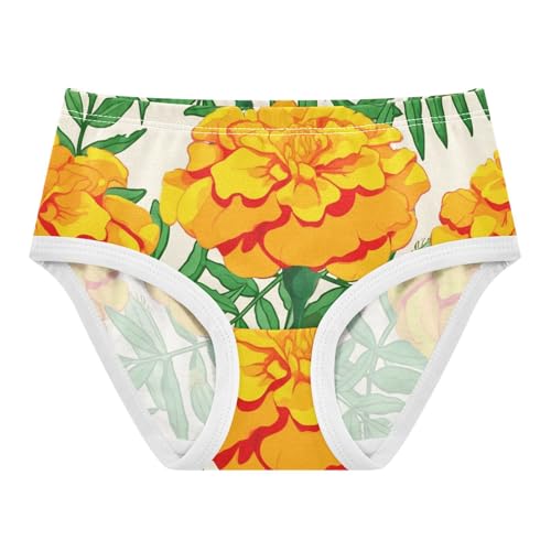 Cotton Toddler Girls Underwear Marigold Flowers Bright Orange Panties for Girl Fun Briefs Underpants 2t