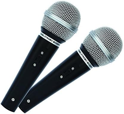 Mr Entertainer MKM222 Dynamic Handheld Karaoke Microphones (Pair). Perfect for use with Karaoke Machines (Black)