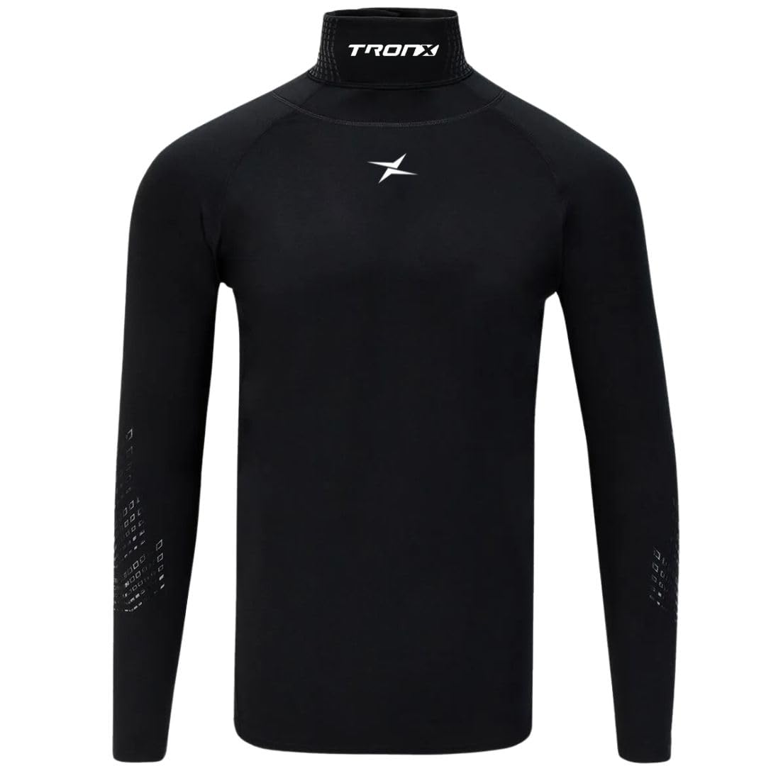 TronX Chemise de hockey de compression avec protège-cou – Protège-cou à manches longues pour hommes, adultes et jeunes garçons