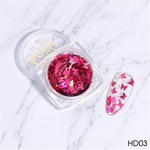 Kapian Laser Schmetterling Nagel Pailletten Acryl Pailletten holographisch funkeln Glitter Blätter Tipps Kunstdekoration – Bild 2