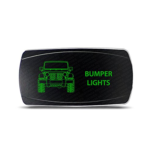 CH4x4 Rocker Switch Jeep Wrangler JK Bumper Lights Symbol - Horizontal - Green LED