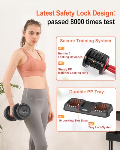 Image of Adjustable Dumbbell Set, 10-in-1 25LB /50LB /90LB Ajustable Dumbbells with Safe Locking System, Enclosed Storage Tray, 1 Sec Fast Adjustment, Comfortable Non-Slip Textured Grip, Suitable for Home Gym Workouts Men and Women