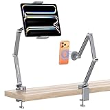 【2 pinces pour tablette et téléphone】Équipé d'une puissante pince magnétique de téléphone compatible avec iPhone 17/16/15/14/12 Series (fonctionne avec d'autres téléphones et étuis en utilisant l'anneau métallique inclus), et une pince de tablette parfaitement adaptée pour iPad Air/iPad Pro/iPad Mini et toutes les tablettes. Maintient en toute sécurité tous les appareils de 10,2 à 30,5 cm
