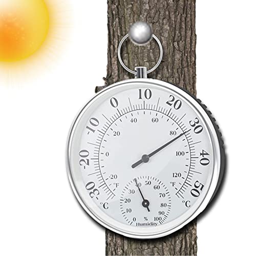 屋外温度計,3.84 インチ屋外温度計多数、高精度とキャリブレーションを備えた壁温度計湿度計 - パティオ、プール、庭、家庭用の電池不要の温度計湿度計 Pologmase