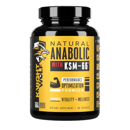 Night Wolf Supps KSM-66 Organic Ashwagandha 600mg, Fenugreek, Natural Anabolic and Muscle Support - with AstraGin for High Absorption - USA Made & Non GMO 3rd Party Tested - 90 Capsules
