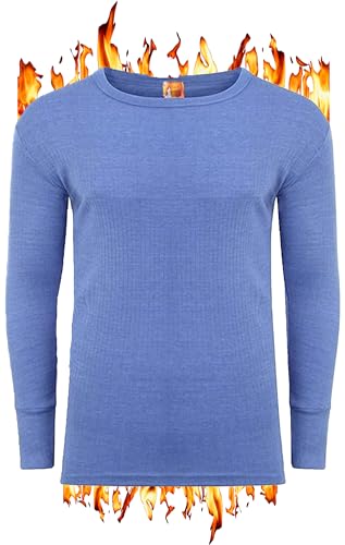ZRWASKA® Men's Extreme Thermal Underwear Tops, Comfortable Underlayer T-Shirt Long Sleeve Top Vest Warm Winter Thermals Men Top Base Layer Blue, Size XXL