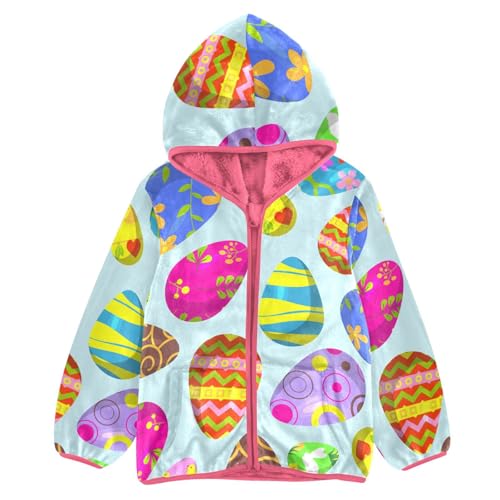 OTVEE Happy Easter Colorful Eggs Kids Hoodie Jacket Fall Spring Boys Girls Warm Outwear Coat