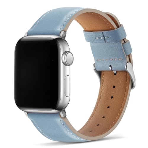 Tasikar Genuine Leather Apple Watch Band — Blue, 42–49mm