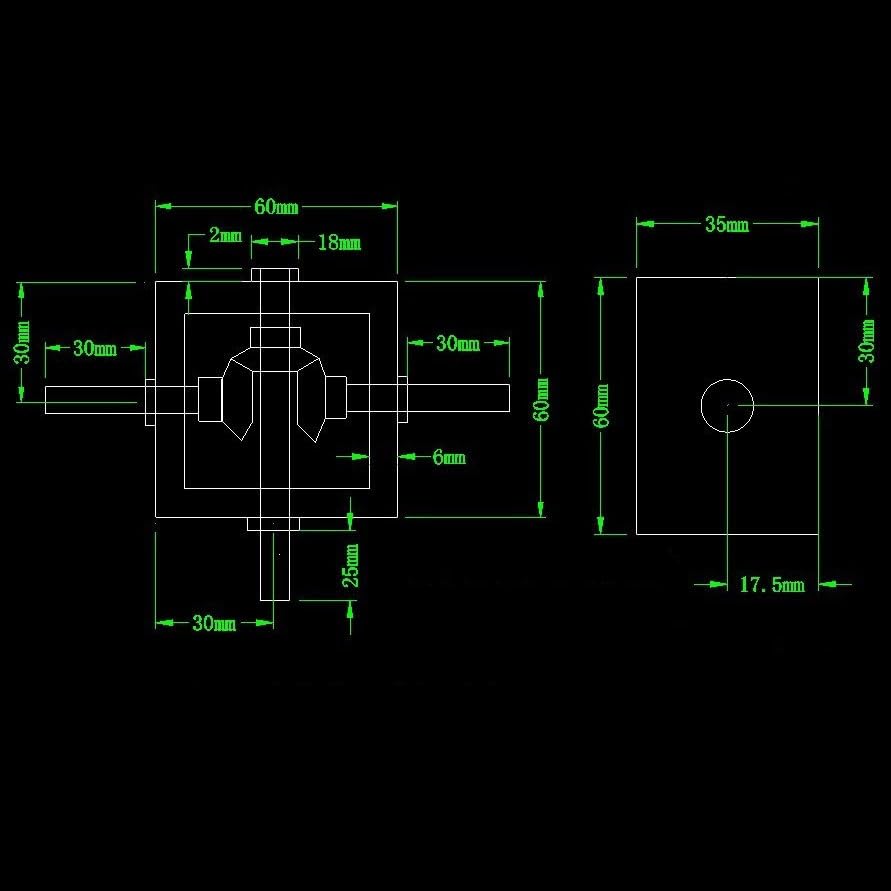 Mechanical Steering 1pcs 1:1 Transmission 90 Degree Steering Gearbox 1 to 2 Right Angle Mechanical Commutator 10mm Shaft reversing Gearbox Direction Transmission
